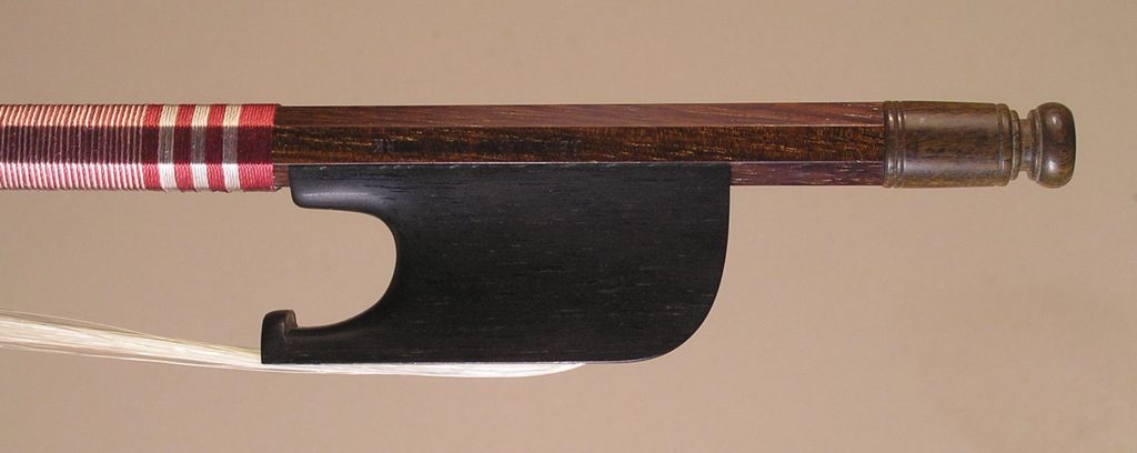 Classical Cello Bow open trench ebony frog and greenheart button.