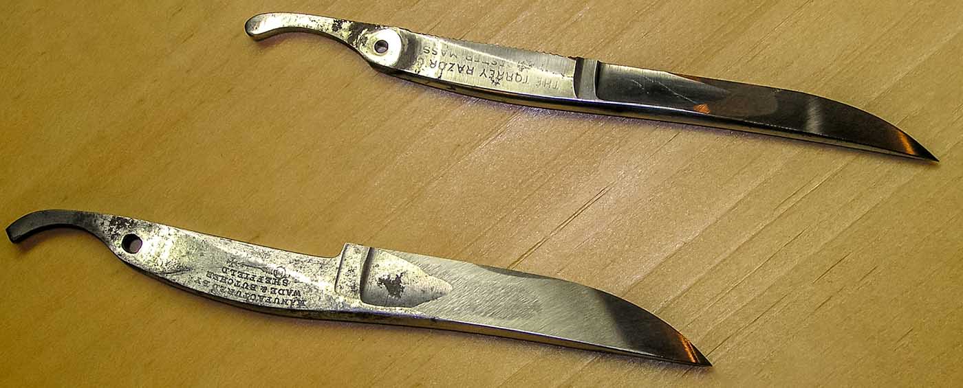 Knife blades ground from straight razors